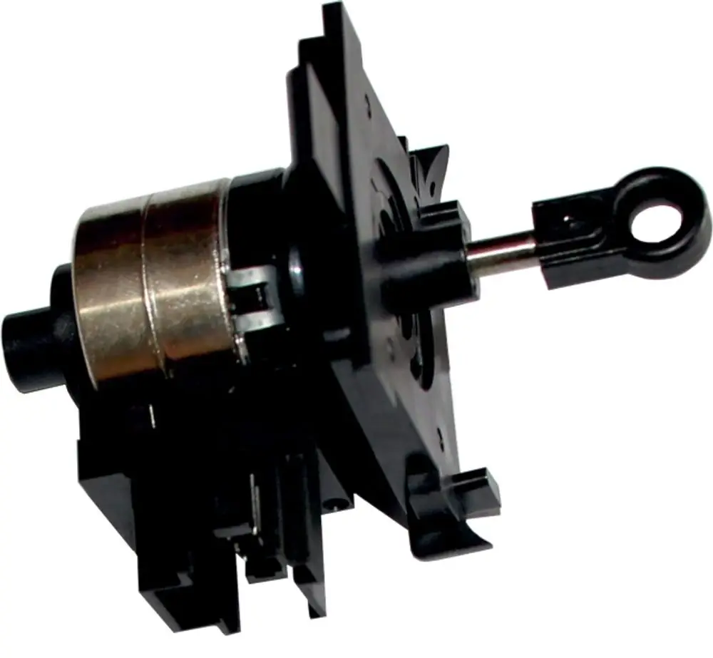 Motor für ein Dreiwegeventil, hergestellt von Wolf. Das Bauteil zeigt eine kompakte Konstruktion mit einer Metallspule und einer Verbindung für die Steuerung.